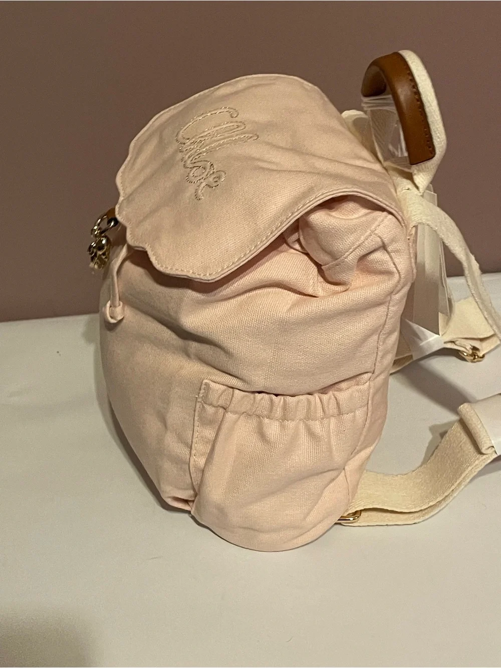 New authentic Chloe pink Drawstring Backpack